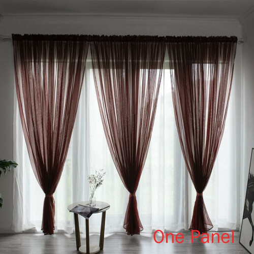 (Dark Coffee, 200*270cm/78.7*106.3in) Elegant Solid Sheer Panel Window Curtain All Sizes All 1 Panel Colors