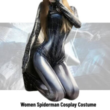 (XS) Cosplay Women Adult Costume Sexy Jumpsuit Tight Fit Suit Crotch Open