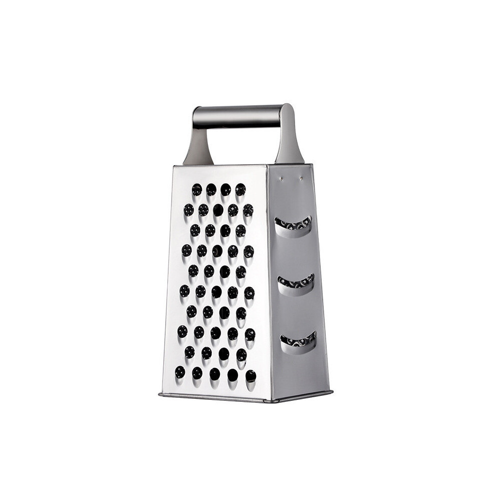 (Silver) Steel Stainless Kitchen 4 Sided Box Food Grater Vegetable Cheese Shredder Slicer Silver