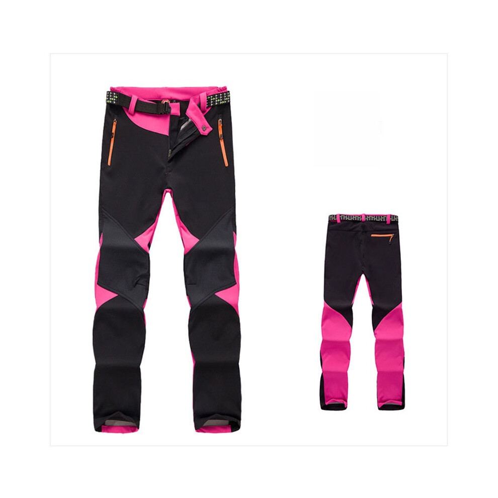 (Rose, L) Womens Waterproof Hiking Soft Warm Outdoor Pants Travel Trousers Windproof