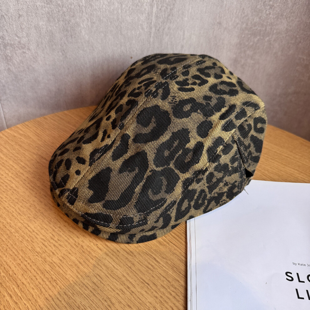 Retro Trendy Leopard Print Flat Cap Windproof Warm Travel Features Casual Looks-image-OPC-PJJHYTK-NEW
