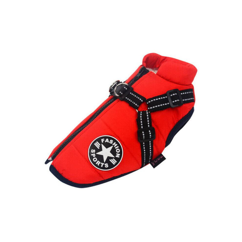 (, 5XL) S5xl Winter Autumn Pet Vest Puppy Dog Cat Warm Padded Coat Zip Jacket Harness Red