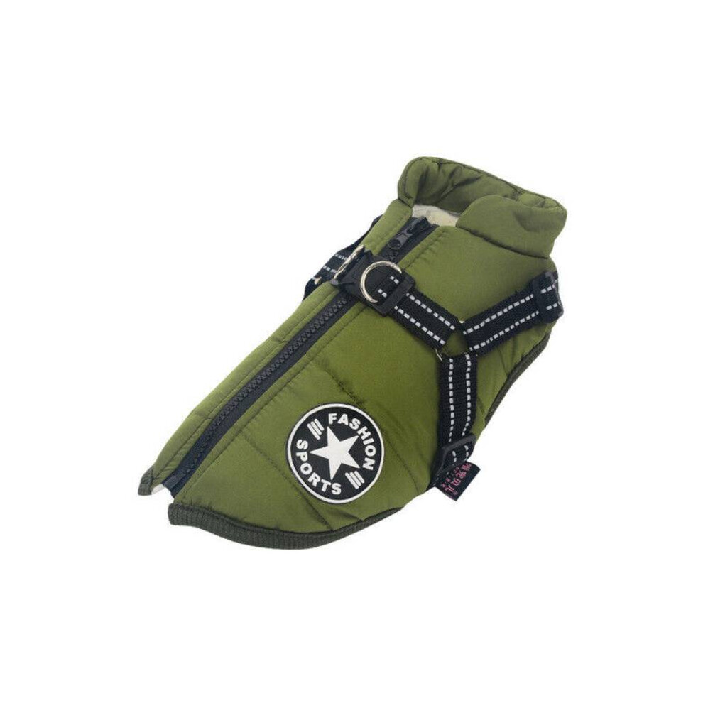 (, S) S5xl Winter Autumn Pet Vest Puppy Dog Cat Warm Padded Coat Zip Jacket Harness Green