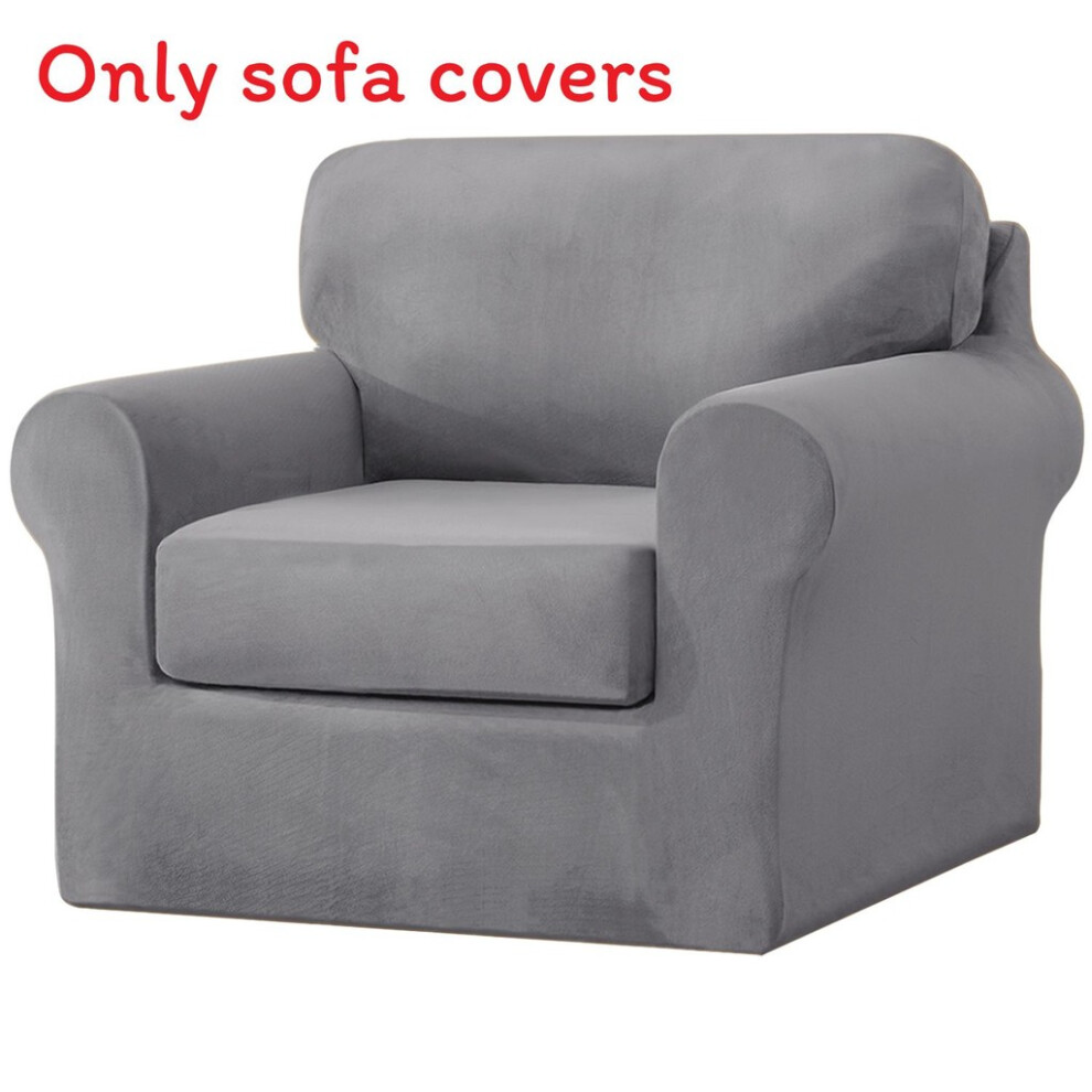 (1 Seater Light Gray)Housse de protection pour canapé couleur unie pour un canapés maison deux trois places