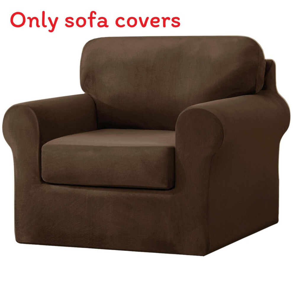 (1 Seater Deep Coffee)Housse de protection pour canapé couleur unie pour un canapés maison deux trois places