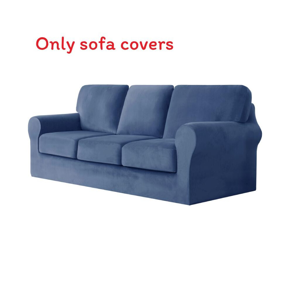 (3 Seater Dark Blue)Housse de protection pour canapé couleur unie pour un canapés maison deux trois places