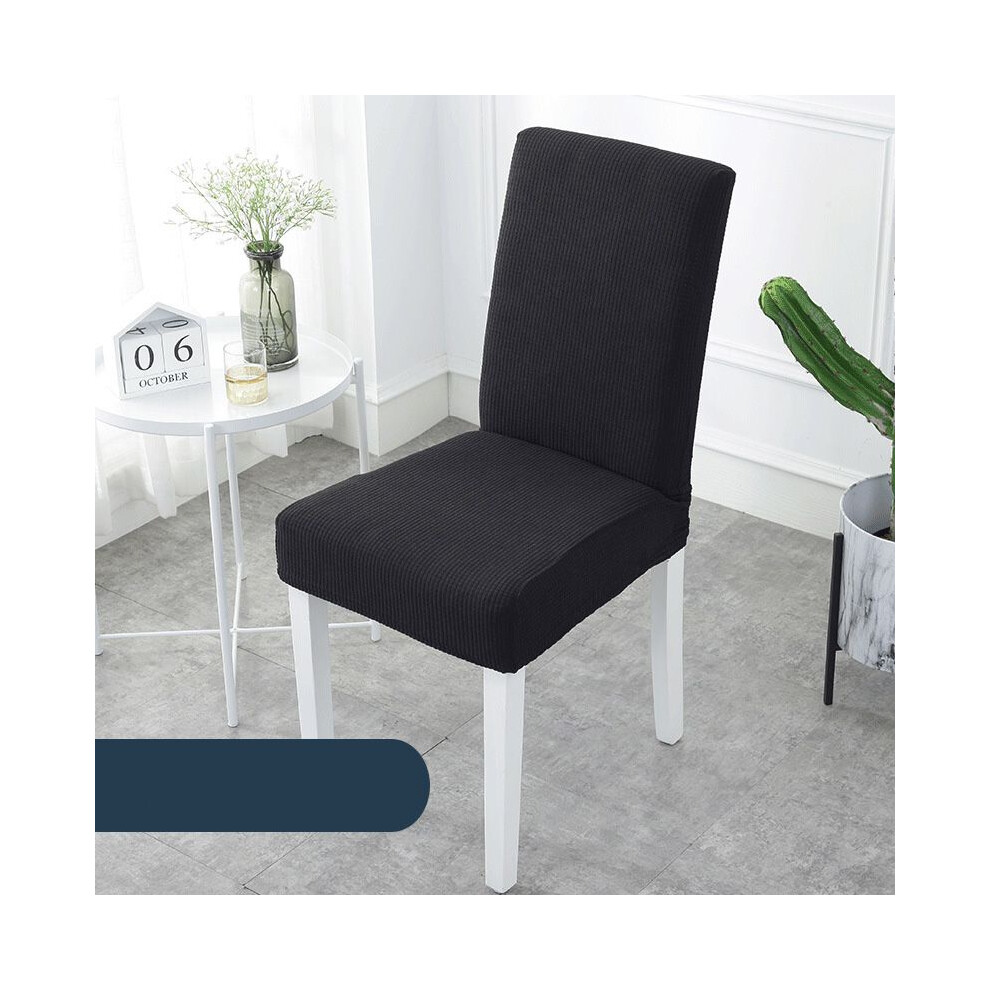 (Black)Cubierta De Silla De Tela Polar EláStica Spandex Comedor Cocina Respaldo EláStico Con-image