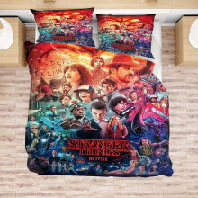 (AllStaff,135*200cm)Stranger Things Season 3 Bettbezug Bettwäsche Set Kissenbezug UK Einzelset 2tlg