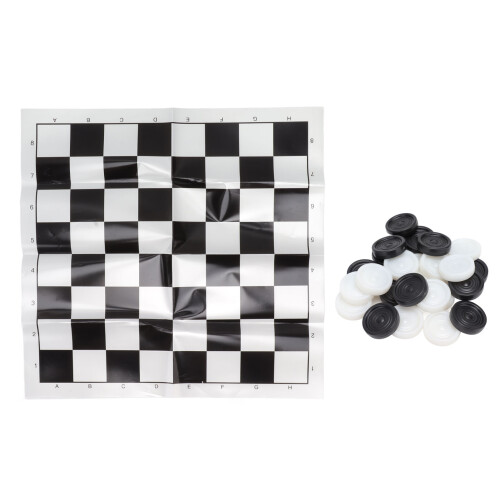 Stackable Black & White Plastic Checkers Set with Transparent Box for Ages 3+