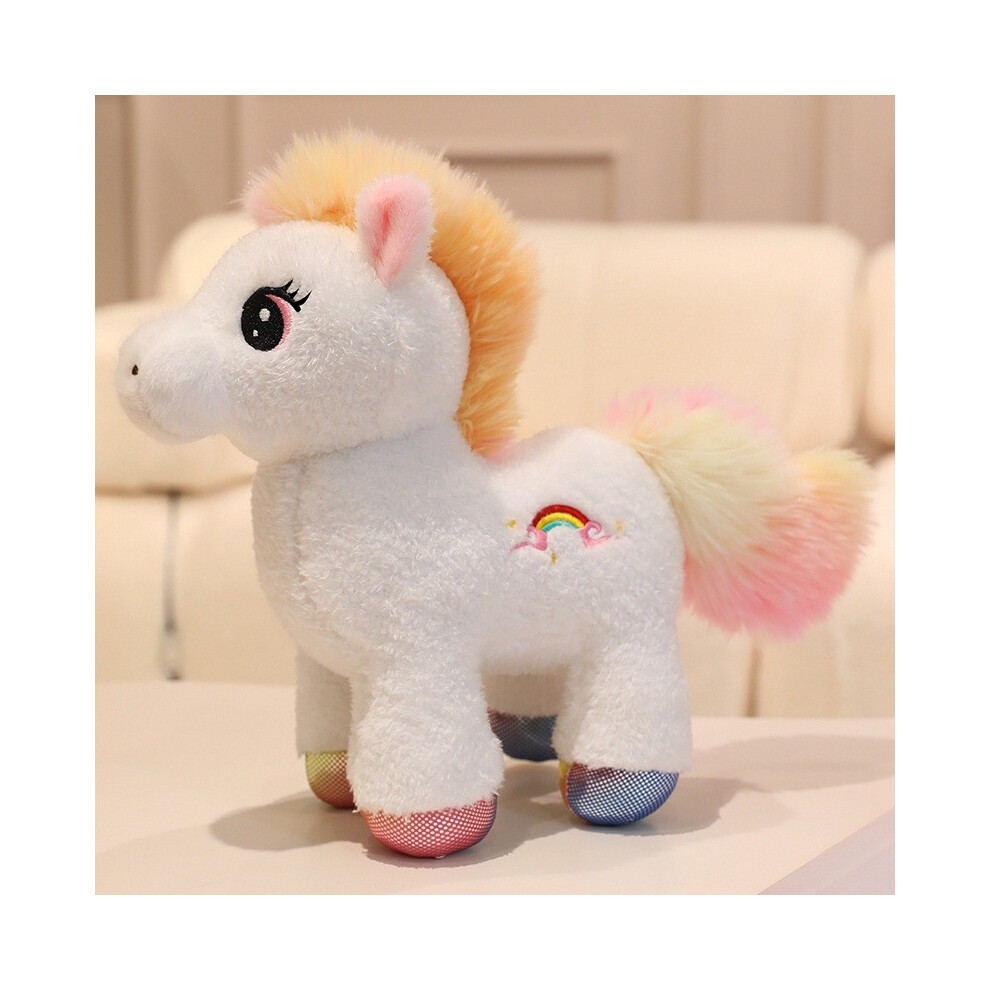 (White, 25cm) Sunshine Rainbow Pony Plush Toy Vibrant Colors Filling Festival Dolls Gifts-image-OPC-PJJJP8M-NEW