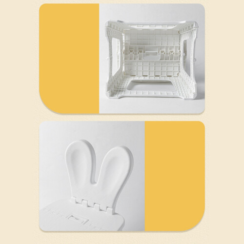 Taburete plegable Bunny M blanco, plástico ligero