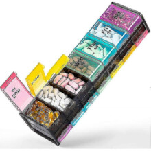 (Black) Extra Large Weekly Pill Organizer - 7 Day Pill Box, 14 cells Am Pm Pill Case With Double Layer Jumbo Compartment