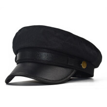 (Black)Chapeau haut plat matière béret P langue canard respirante chapeau octogonal ombrage soleil