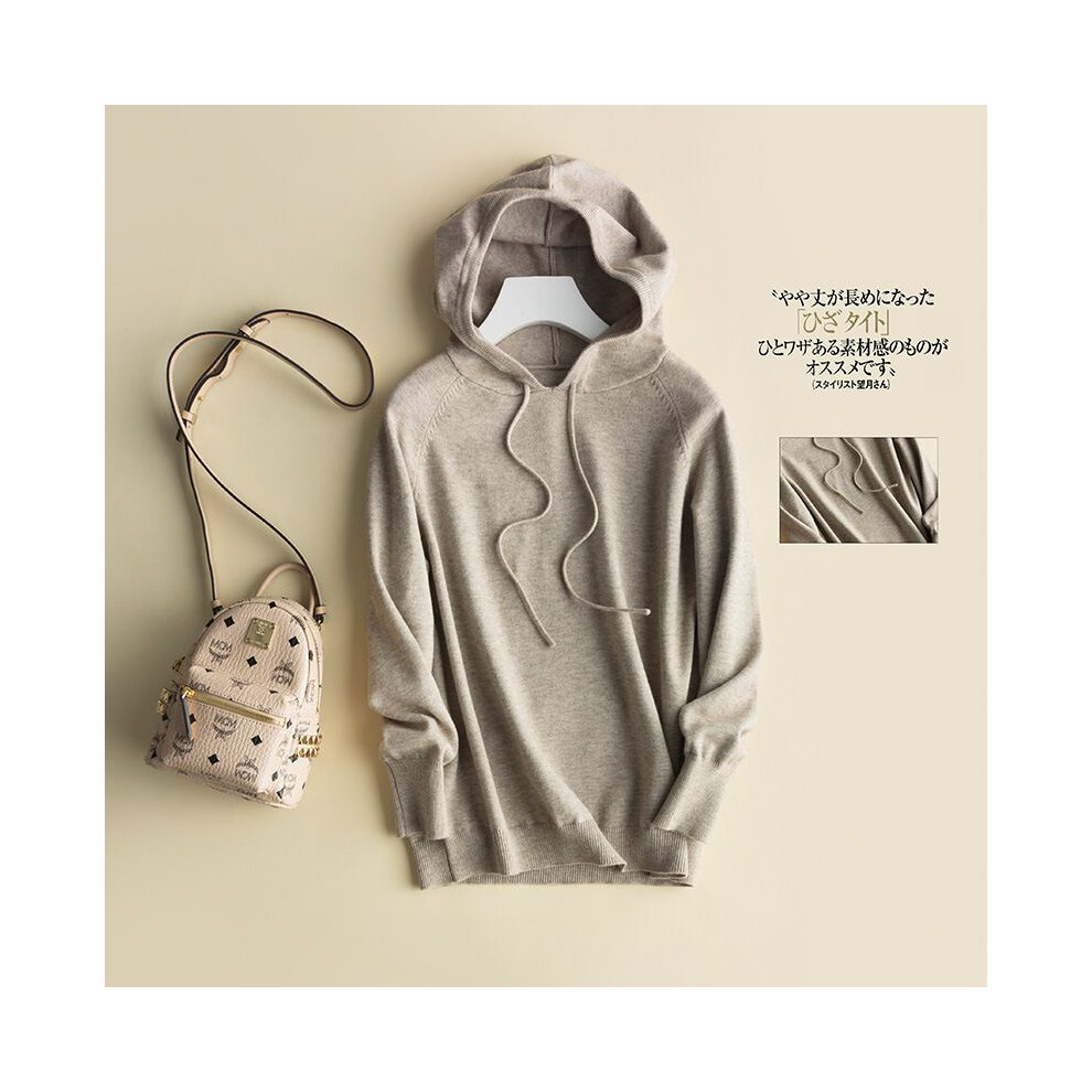 (Camel,2XL)Pull ample femme tricoté doux cachemire sweat à capuche manteau sweat à capuche hauts