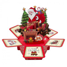(5PCS) Christmas Pop-Up Hexagonal 3D Greeting Card with Santa Claus