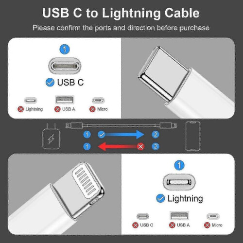Usb C To Lightning Cable for Iphone,2pack 2m Apple Fast Charger Cord, Type C To Lightning 2m Cable 1