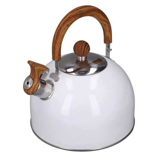 White 2.5L Stainless Steel Whistling Kettle with Ergonomic Handle 1