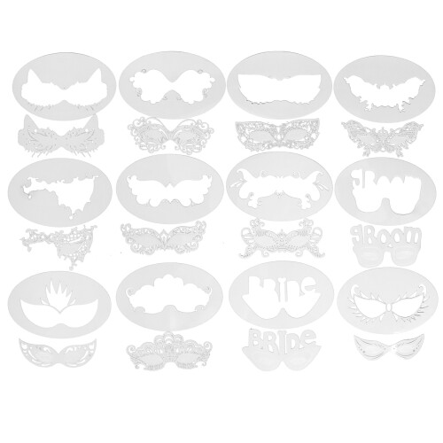 12 Gesichtsschablonen-Sets MS-01-MS-12 PET wiederverwendbar 1