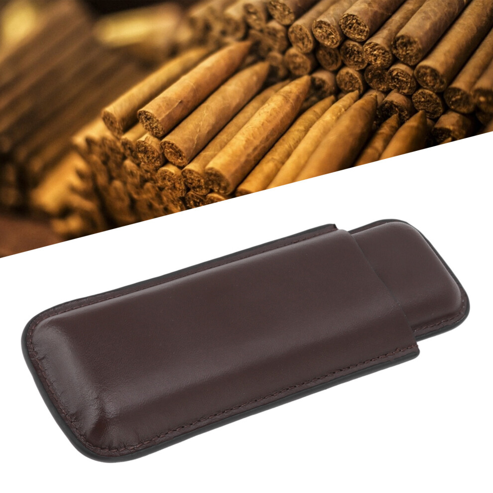 Elegant Deep Coffee Leather Case for Two Cigars â Perfect Gift