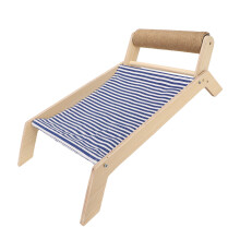 Hamaca para gatos con marco de madera, cama colgante con rascador