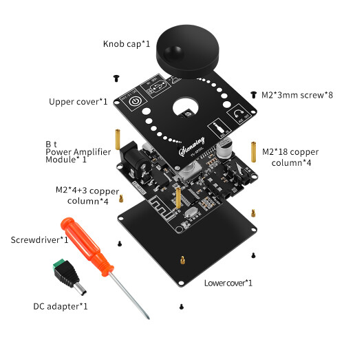 Bluetooth-Audio-Verstärkermodul 50W+50W 525222mm Schwarz
