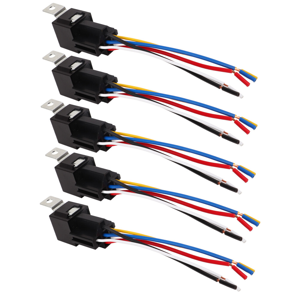 5Pcs 5 Pin 40A 12V Waterproof Copper Contact Automotive Relay Kit Black 9461339656251