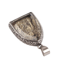 Colgante de Buda Amitabha en acero inoxidable con corte en arco