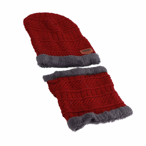 Winterhut-Maske-Set Rot One Size Polyester-Baumwolle 2