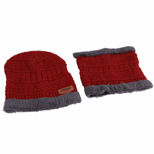 Winterhut-Maske-Set Rot One Size Polyester-Baumwolle 1