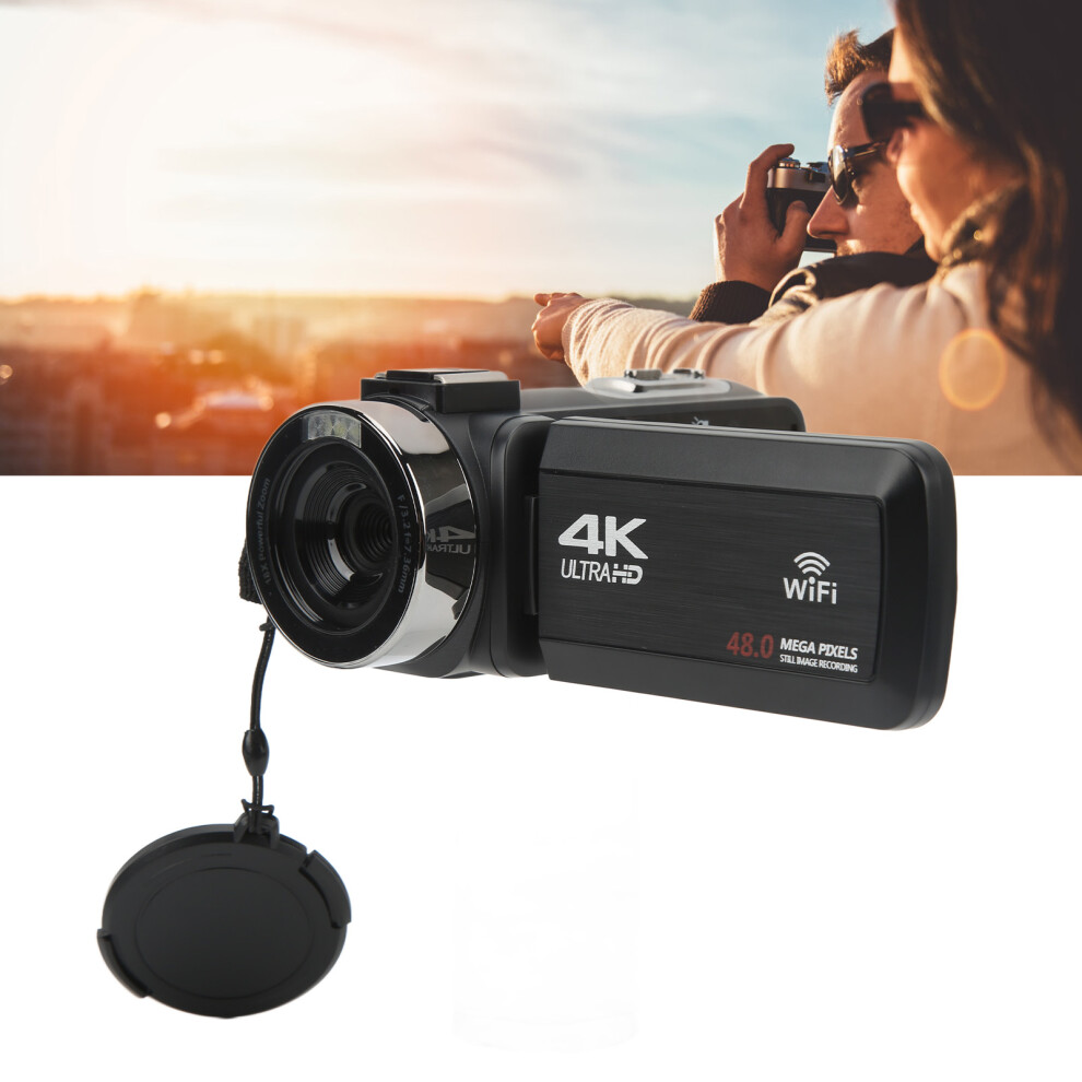 4K HD Wifi Camcorder with 48MP CMOS 3.0" IPS Screen, Microphone