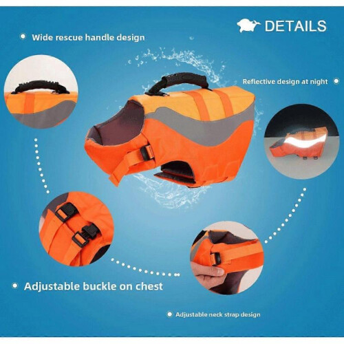 (L)New Reflective Pet Dog Swimwear Life Jacket 2