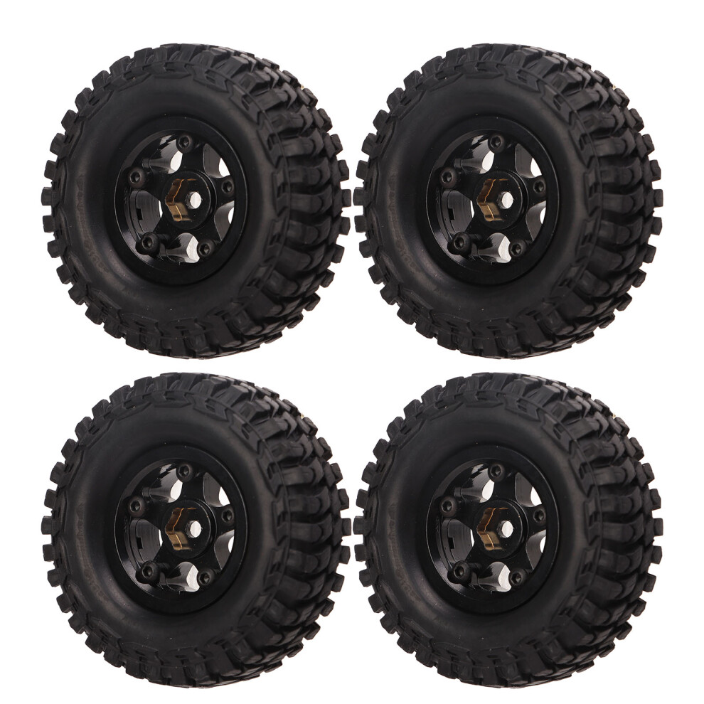 4Pcs Brass & Rubber Rc Tires For Fms Fcx24 1/24 55Mm Black/Gold 8491339672808