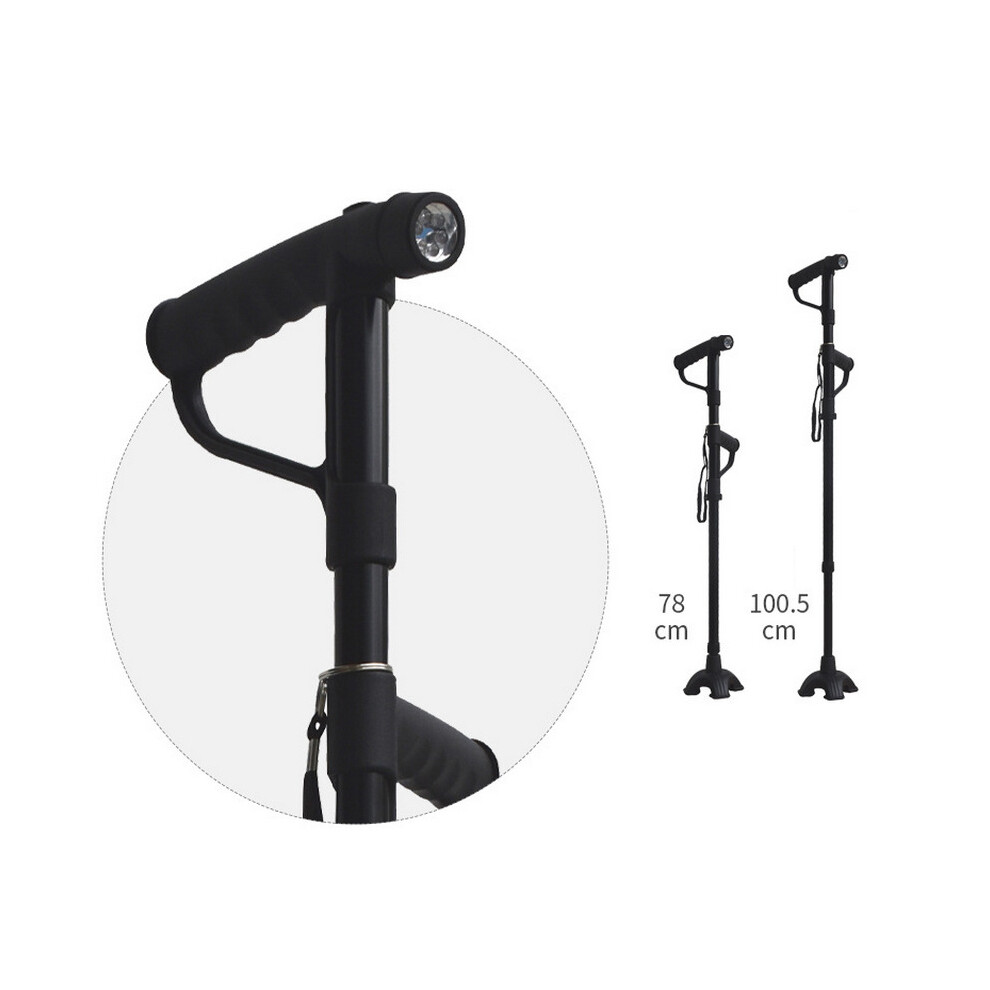 Aluminum Alloy Folding Walking Cane with Light & 2 Handles