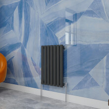 (600x413mm Single Vertical) SIMPLE BATHROOMS Anthracite Oval Column Radiators