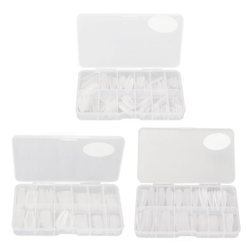360pcs Clear Long Coffin Almond Stiletto False Nail Tips 1