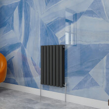 (600x413mm Double Horizontal) SIMPLE BATHROOMS Anthracite Oval Column Radiators
