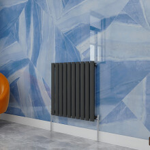 (600x590mm Single Horizontal) SIMPLE BATHROOMS Anthracite Oval Column Radiators
