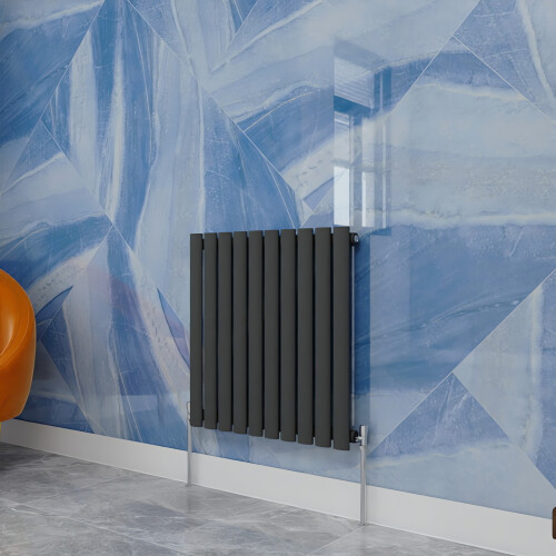 (600x590mm Single Horizontal) SIMPLE BATHROOMS Anthracite Oval Column Radiators