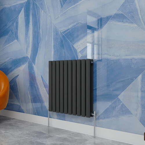 (600x590mm Double Horizontal) SIMPLE BATHROOMS Anthracite Oval Column Radiators