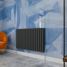 (600x1003mm Double Horizontal) SIMPLE BATHROOMS Anthracite Oval Column Radiators