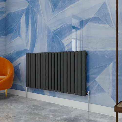 (600x1180mm Single Horizontal) SIMPLE BATHROOMS Anthracite Oval Column Radiators