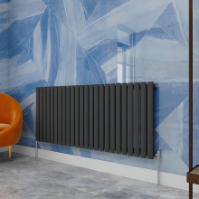 (600x1416mm Single Horizontal) SIMPLE BATHROOMS Anthracite Oval Column Radiators