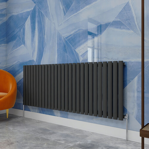 (600x1593mm Single Horizontal) SIMPLE BATHROOMS Anthracite Oval Column Radiators
