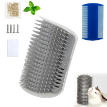 Katzenbürste Wand EckeKatzenbürste mit Katzenminze,Katze Self Groomer,Self Groomer Katze,Katzen Massage und Haarentfernung,Grau