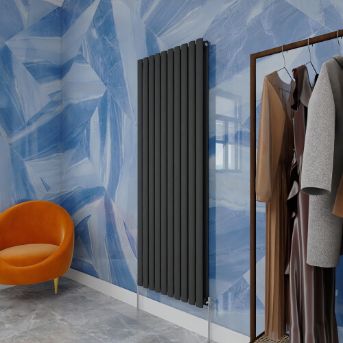 (1600x590mm Double Vertical) SIMPLE BATHROOMS Anthracite Oval Column Radiators