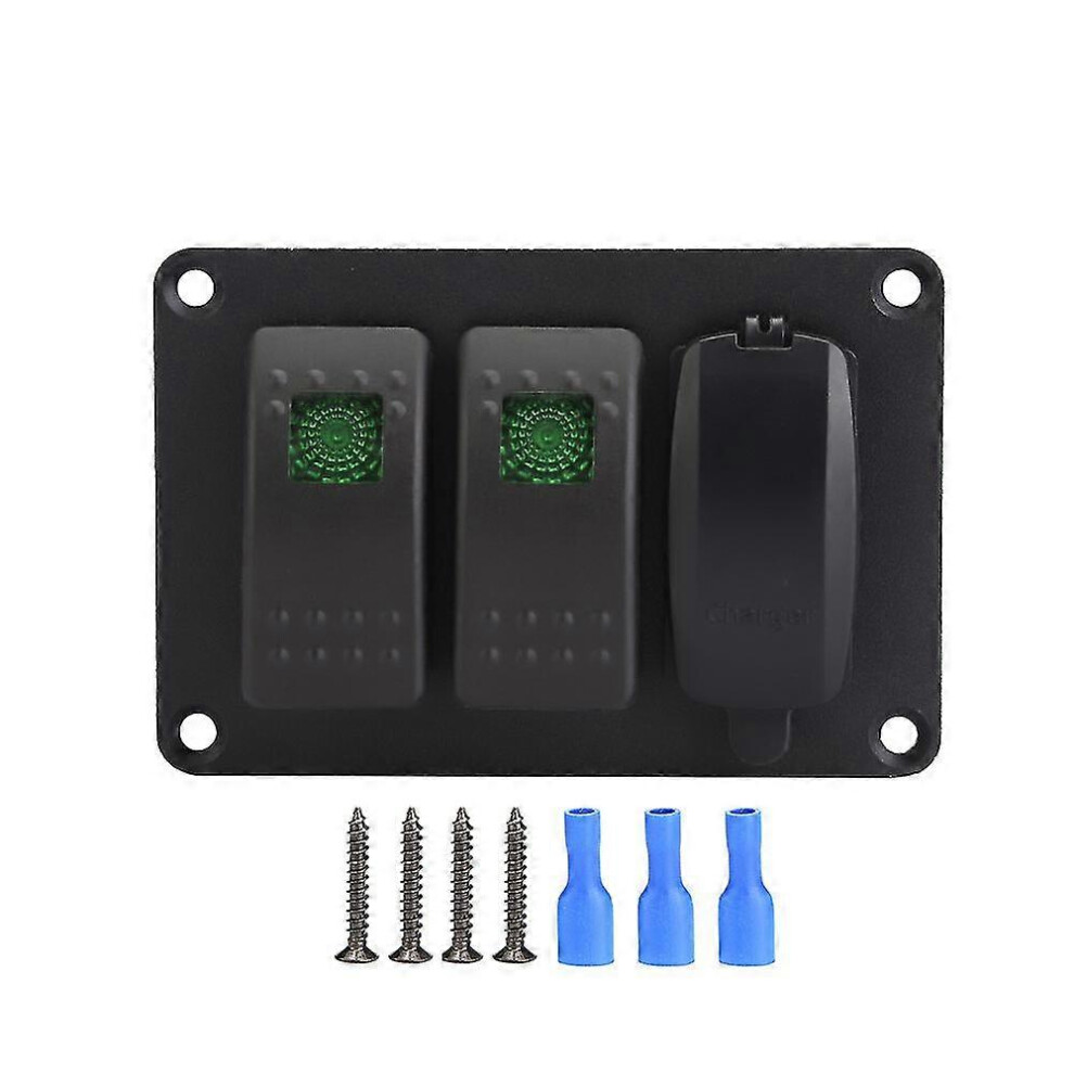 Motorcycle Atv 2 Single Light Switch Panle 3.4a Car Charger With 45 Pattern Stickers Green Lamp-image-OPC-PJJNBSF-NEW