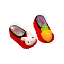 (Red B, L?2-3 Years-14cm?) Kids Baby Infant Toddler Anti-slip Floor Slippers Socks Girls Cotton Boot Shoes
