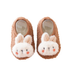 (Coffee, L?2-3 Years-14cm?) Kids Baby Infant Toddler Anti-slip Floor Slippers Socks Girls Cotton Boot Shoes