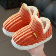(Orange(Shoes), 9) Boys Girls Winter Warm Kids Fur Clog Children Fashion Garden Flat Slippers Shoes