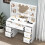 Large Dressing Table With LED Lighted Mirror 7 Drawers Makeup Vanity 2